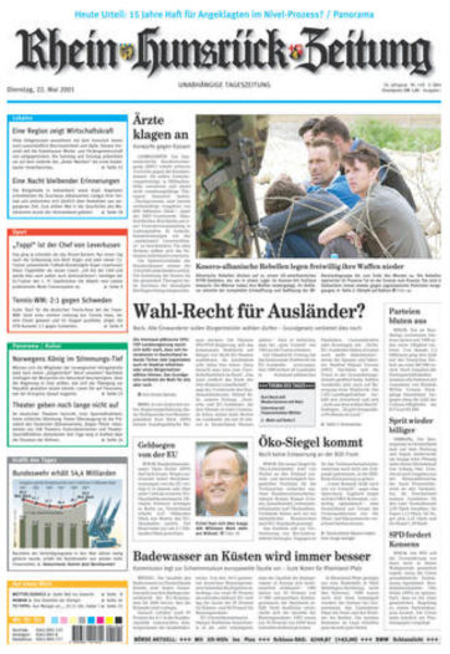 Rhein-Hunsrück-Zeitung vom Dienstag, 22.05.2001