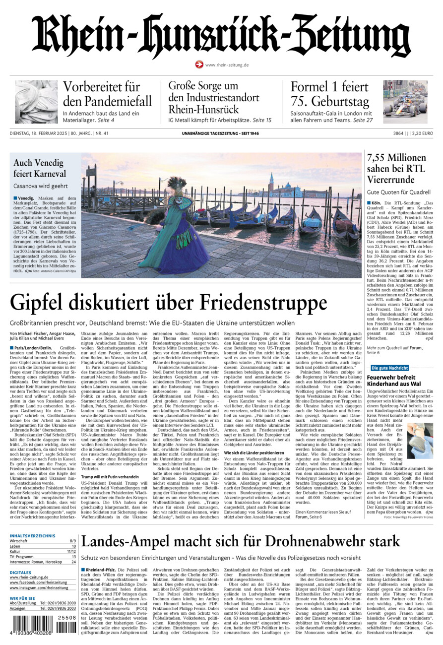 Rhein-Hunsrück-Zeitung vom Dienstag, 18.02.2025