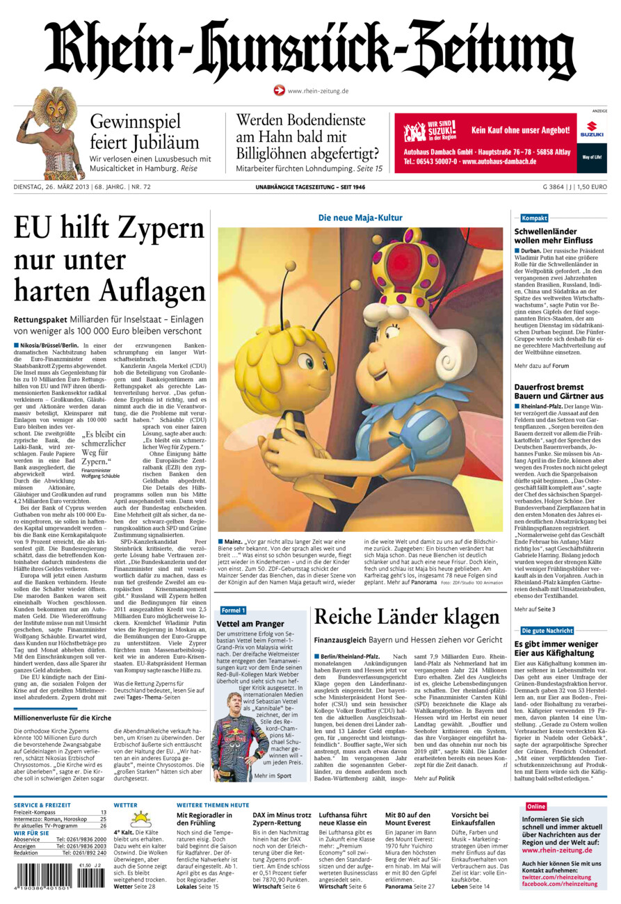 Rhein-Hunsrück-Zeitung vom Dienstag, 26.03.2013