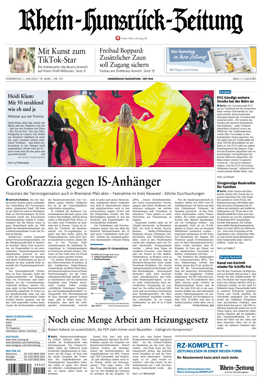 Rhein-Hunsrück-Zeitung vom Donnerstag, 01.06.2023