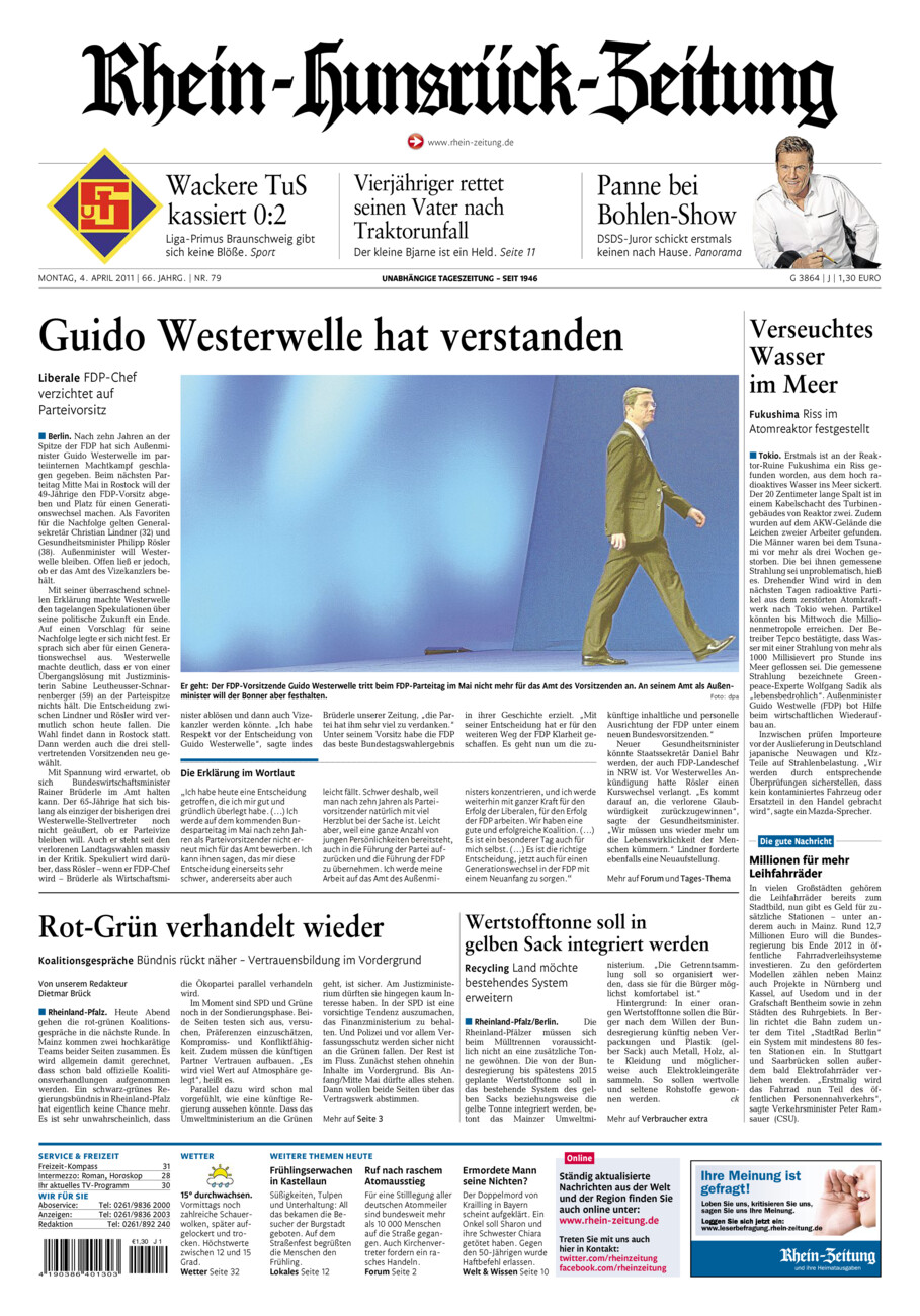 Rhein-Hunsrück-Zeitung vom Montag, 04.04.2011