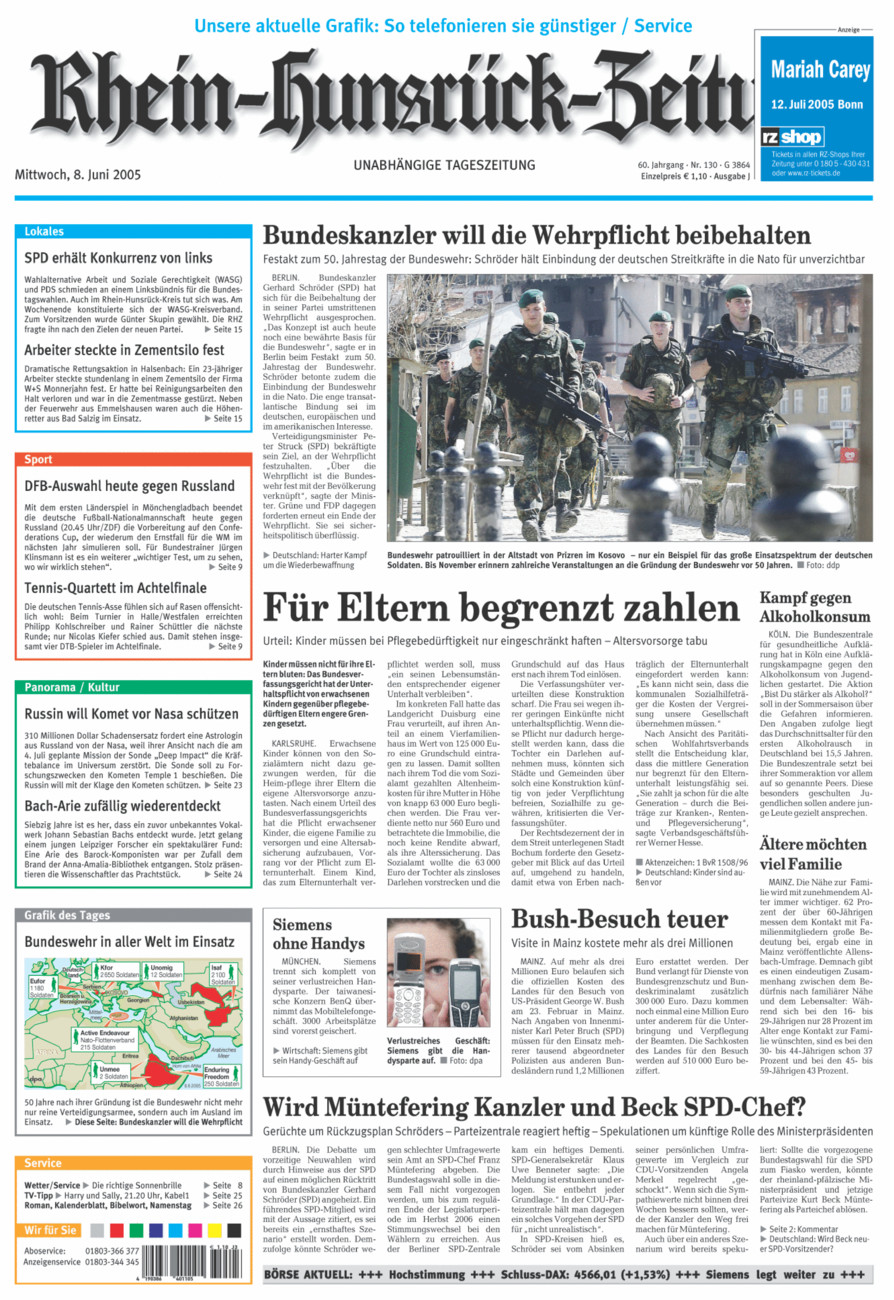 Rhein-Hunsrück-Zeitung vom Mittwoch, 08.06.2005