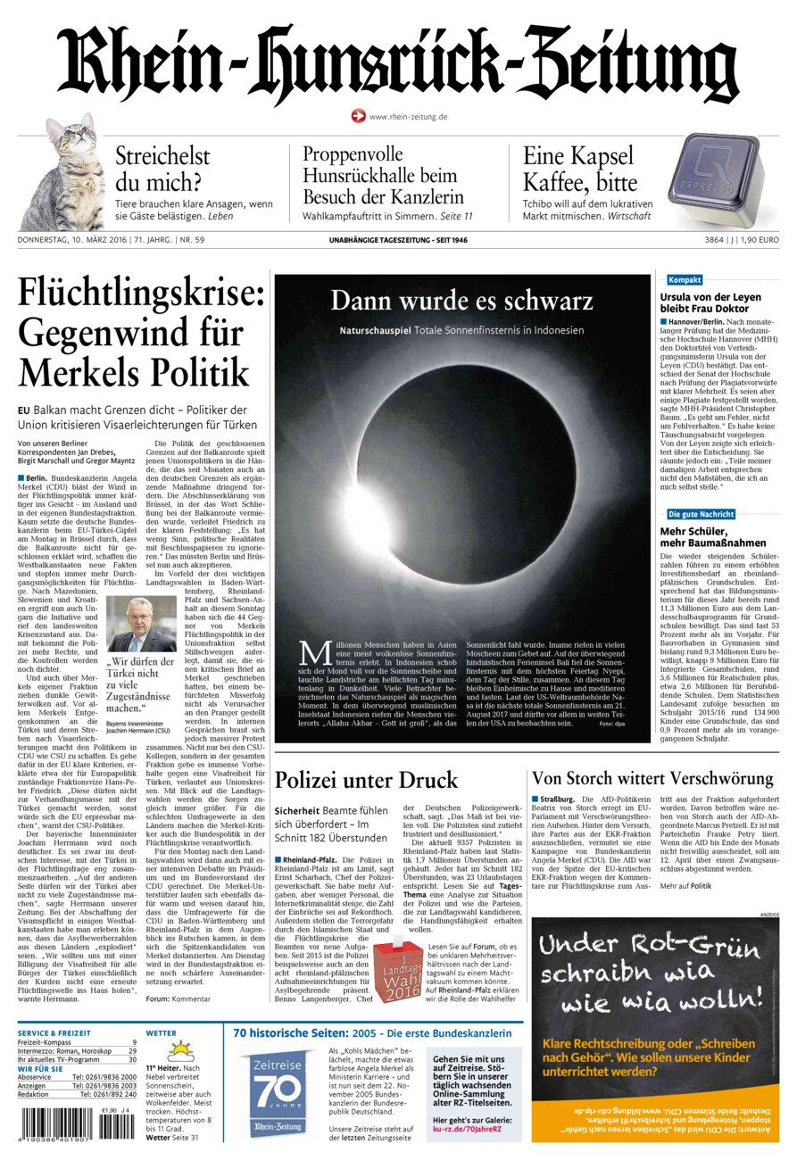 Rhein-Hunsrück-Zeitung vom Donnerstag, 10.03.2016