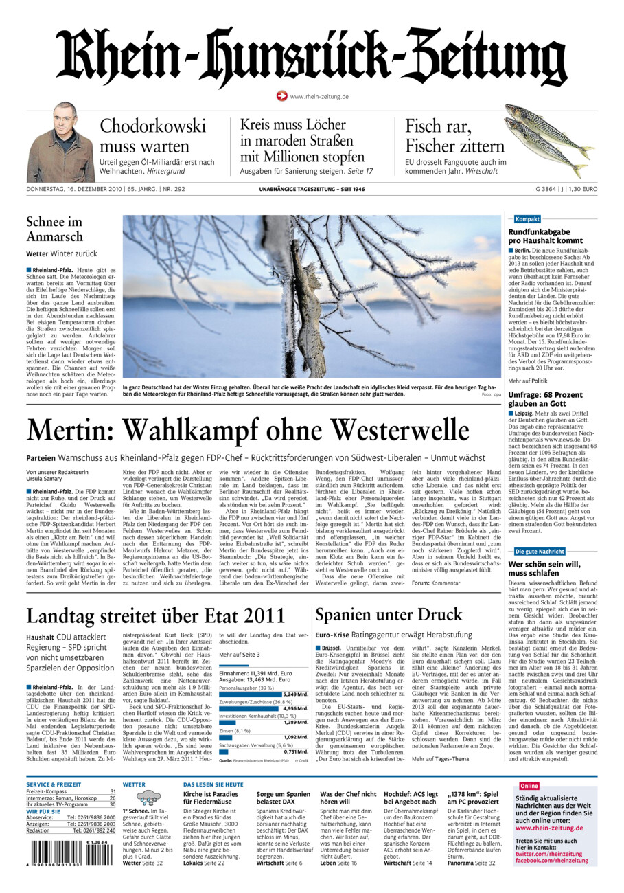 Rhein-Hunsrück-Zeitung vom Donnerstag, 16.12.2010