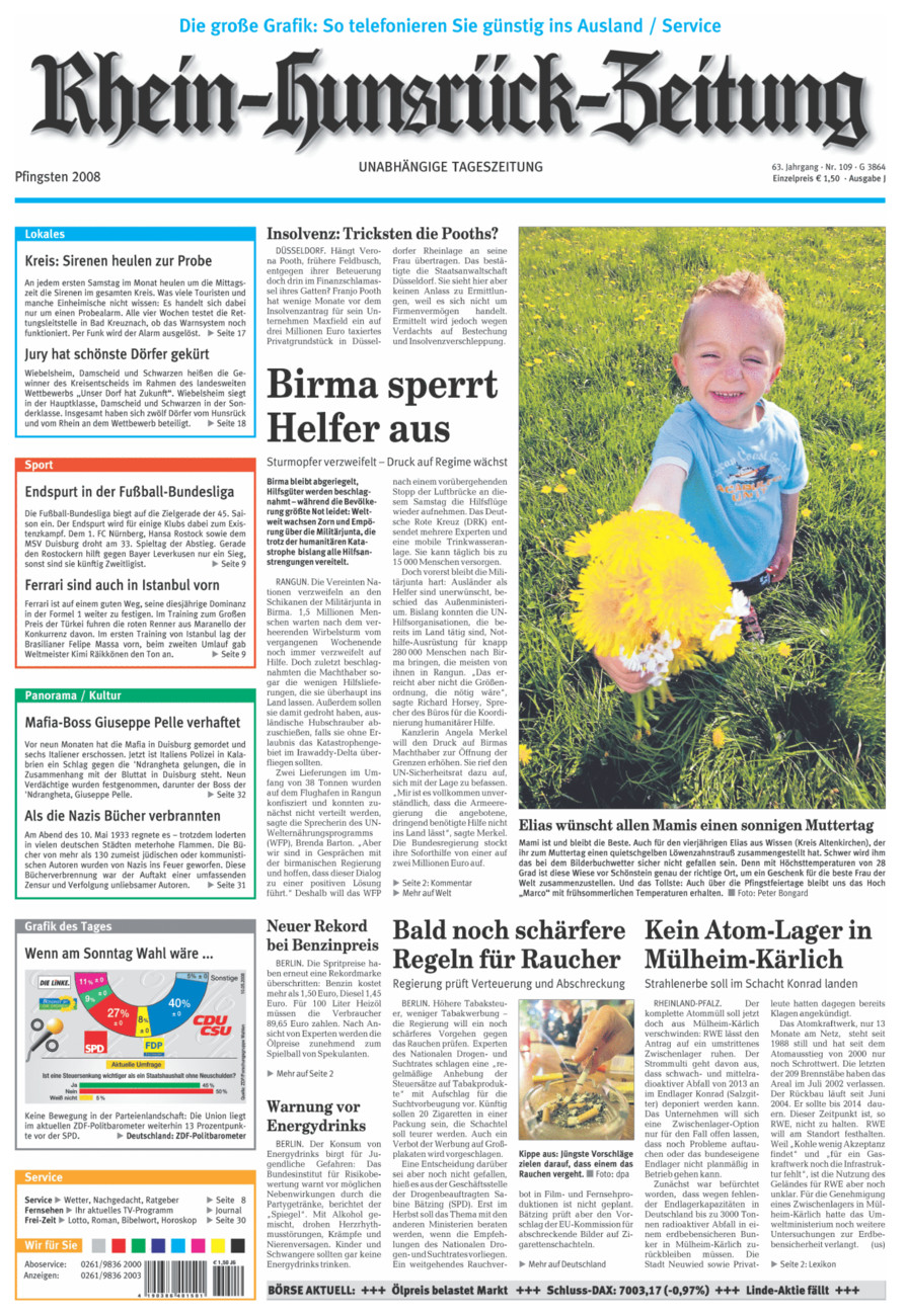Rhein-Hunsrück-Zeitung vom Samstag, 10.05.2008