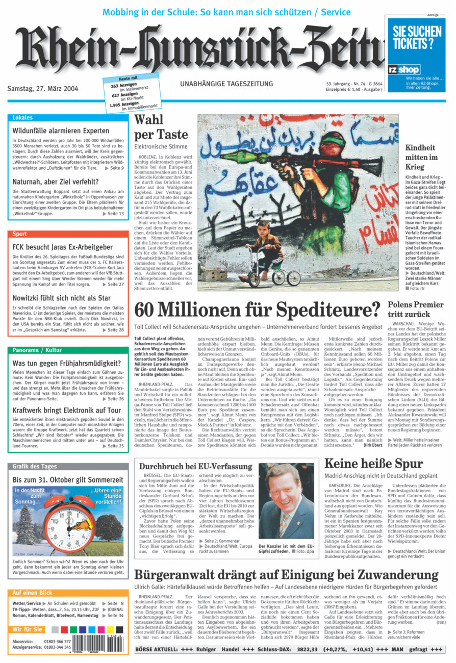 Rhein-Hunsrück-Zeitung vom Samstag, 27.03.2004