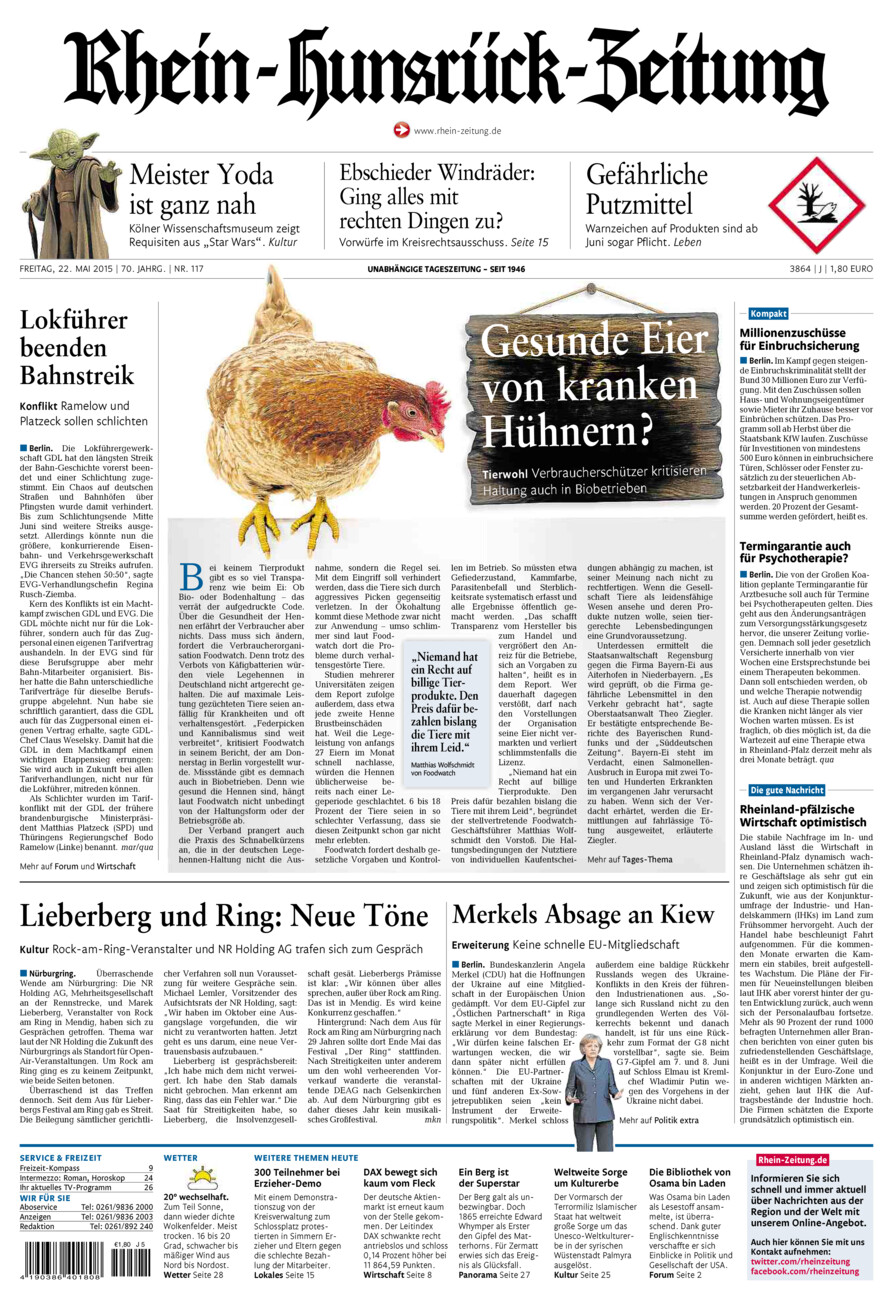 Rhein-Hunsrück-Zeitung vom Freitag, 22.05.2015