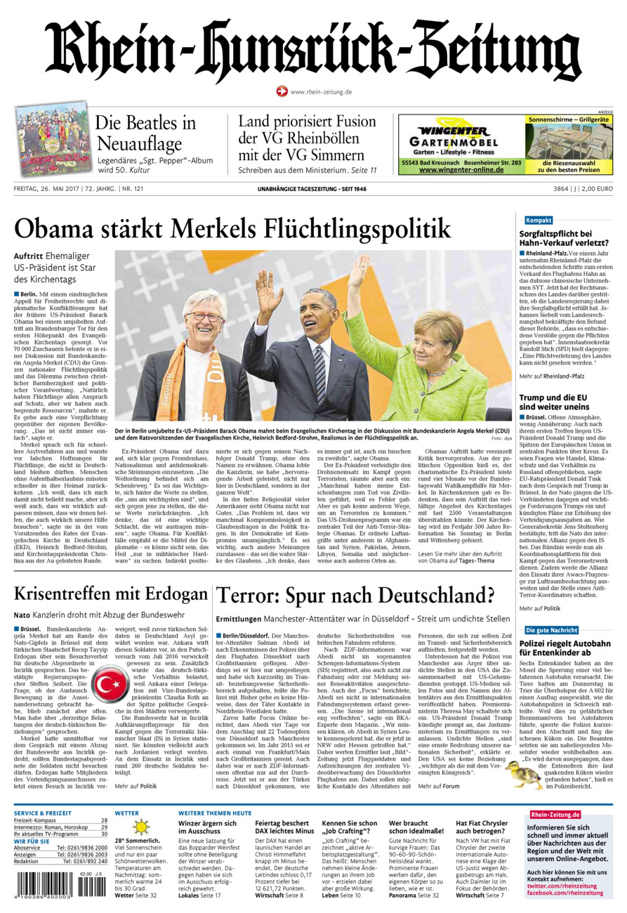 Rhein-Hunsrück-Zeitung vom Freitag, 26.05.2017