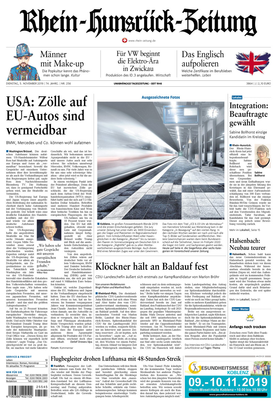 Rhein-Hunsrück-Zeitung vom Dienstag, 05.11.2019