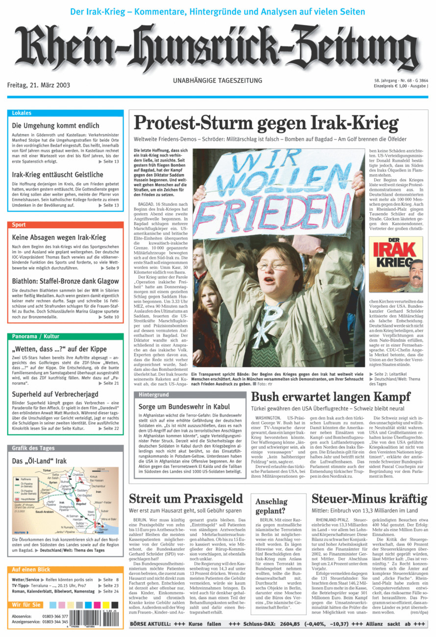 Rhein-Hunsrück-Zeitung vom Freitag, 21.03.2003