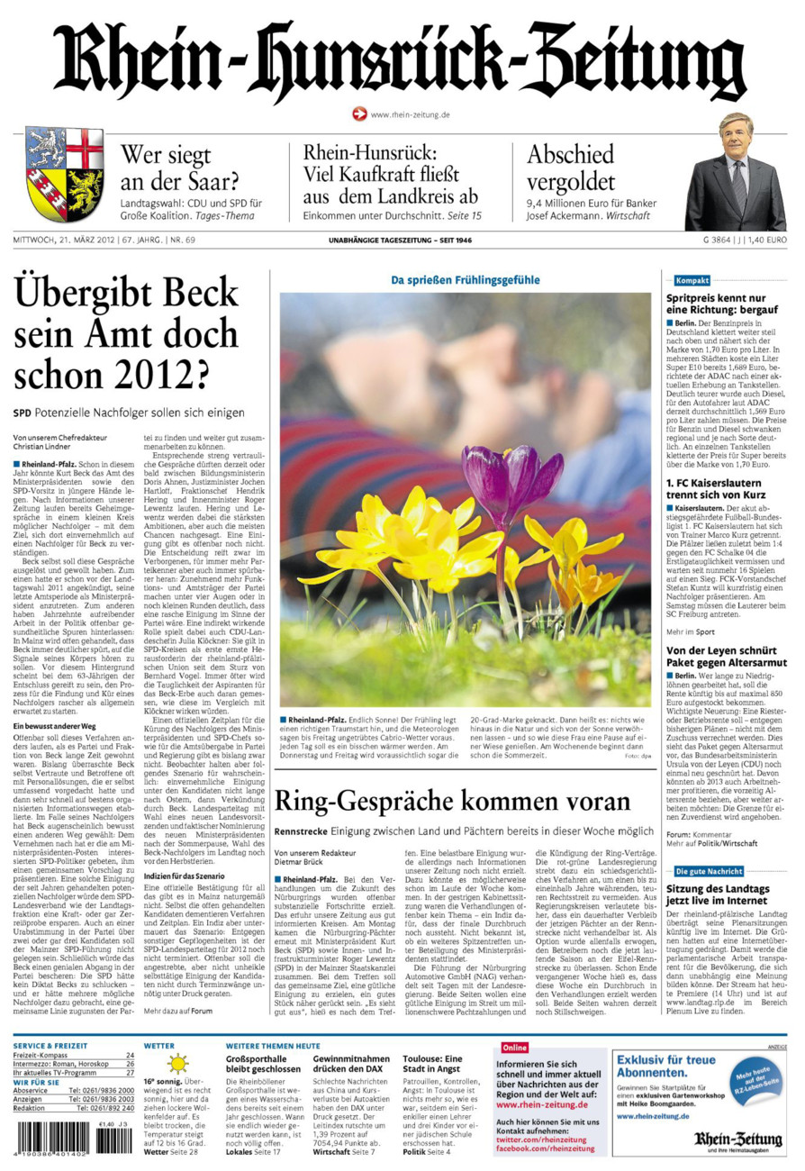 Rhein-Hunsrück-Zeitung vom Mittwoch, 21.03.2012