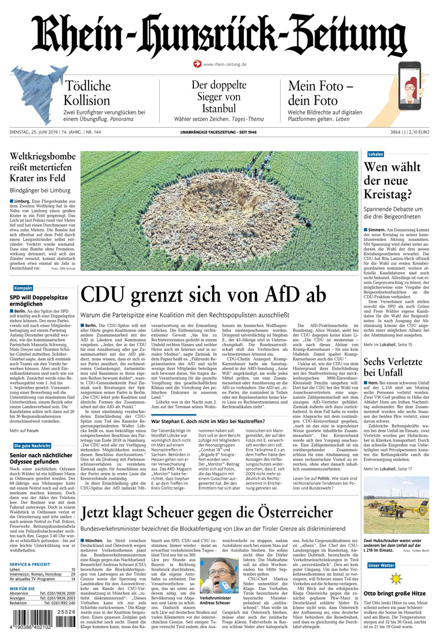 Rhein-Hunsrück-Zeitung vom Dienstag, 25.06.2019