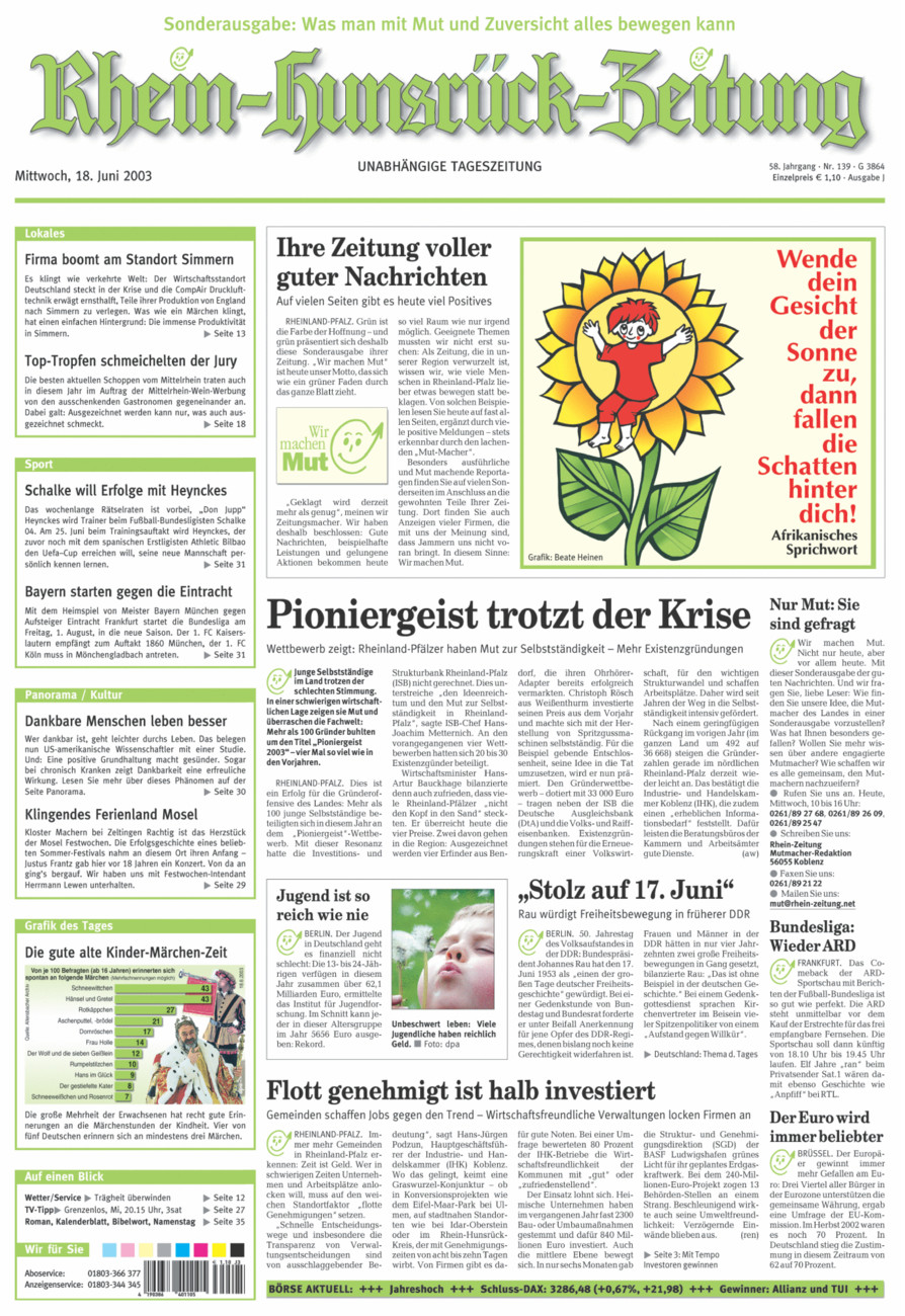 Rhein-Hunsrück-Zeitung vom Mittwoch, 18.06.2003