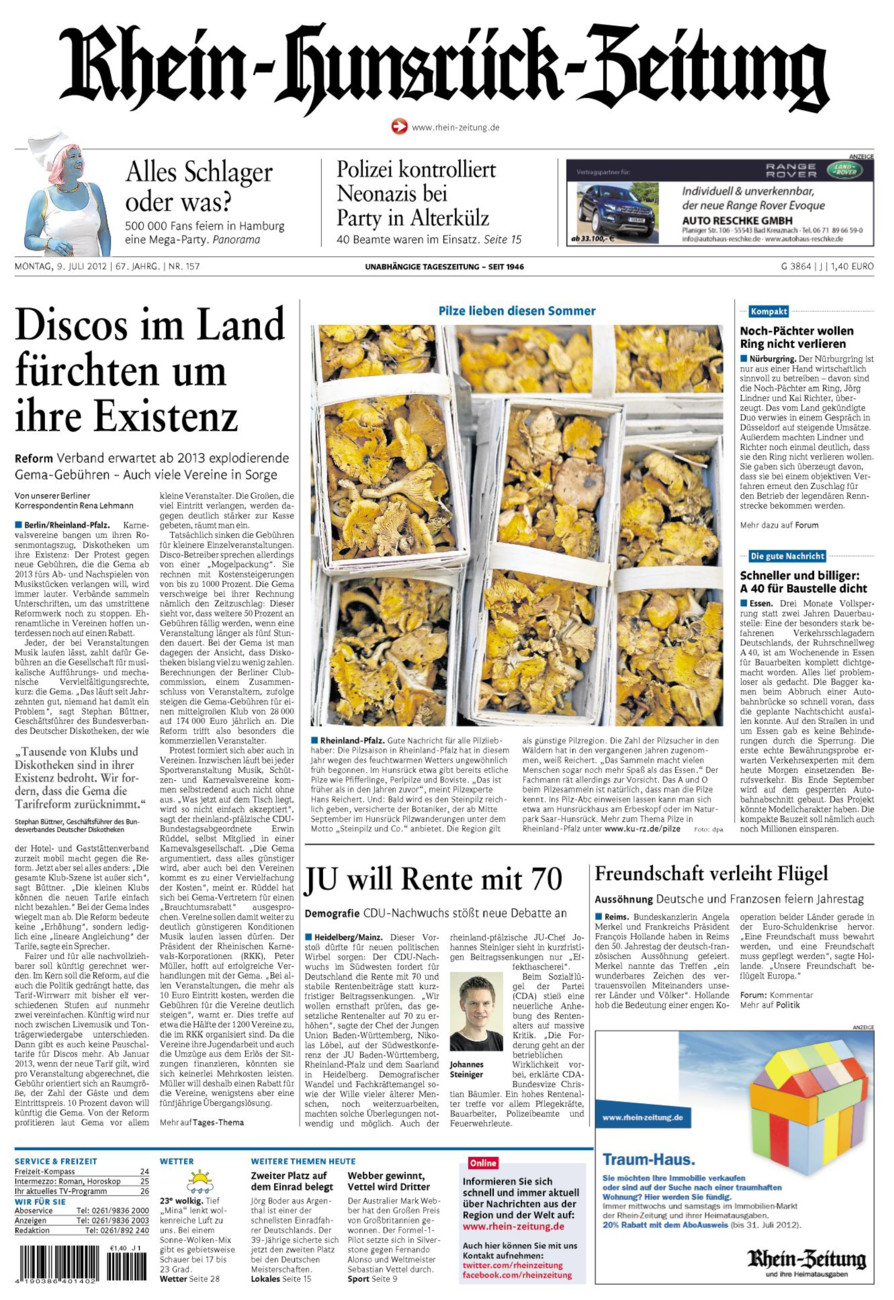 Rhein-Hunsrück-Zeitung vom Montag, 09.07.2012