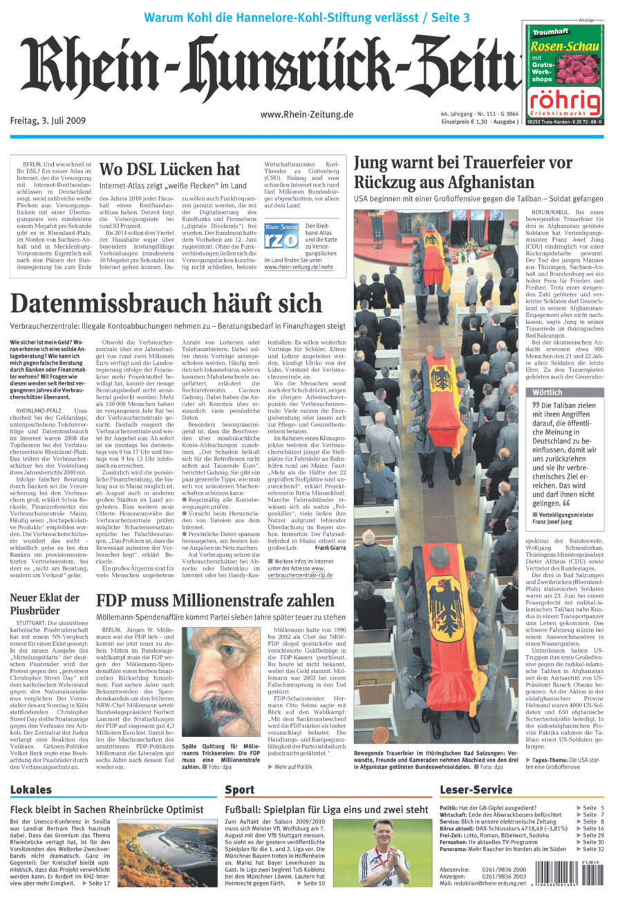 Rhein-Hunsrück-Zeitung vom Freitag, 03.07.2009