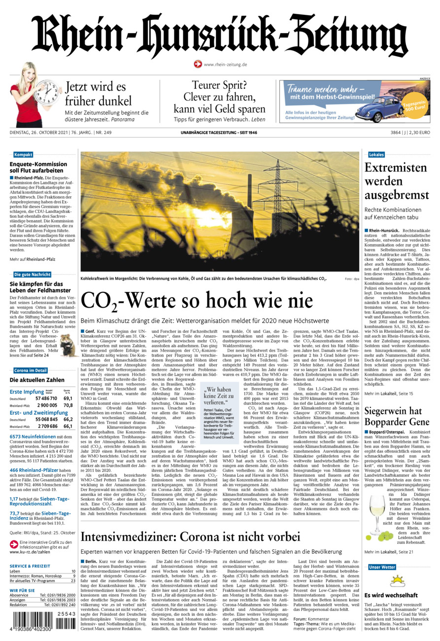 Rhein-Hunsrück-Zeitung vom Dienstag, 26.10.2021