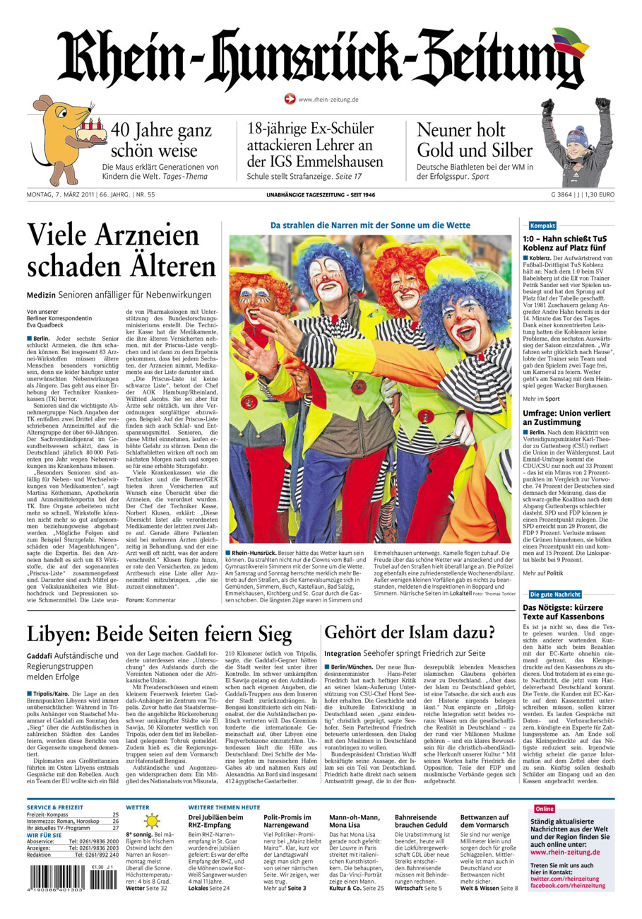 Rhein-Hunsrück-Zeitung vom Montag, 07.03.2011