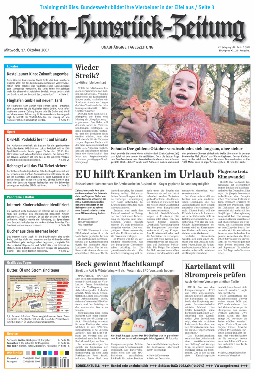 Rhein-Hunsrück-Zeitung vom Mittwoch, 17.10.2007