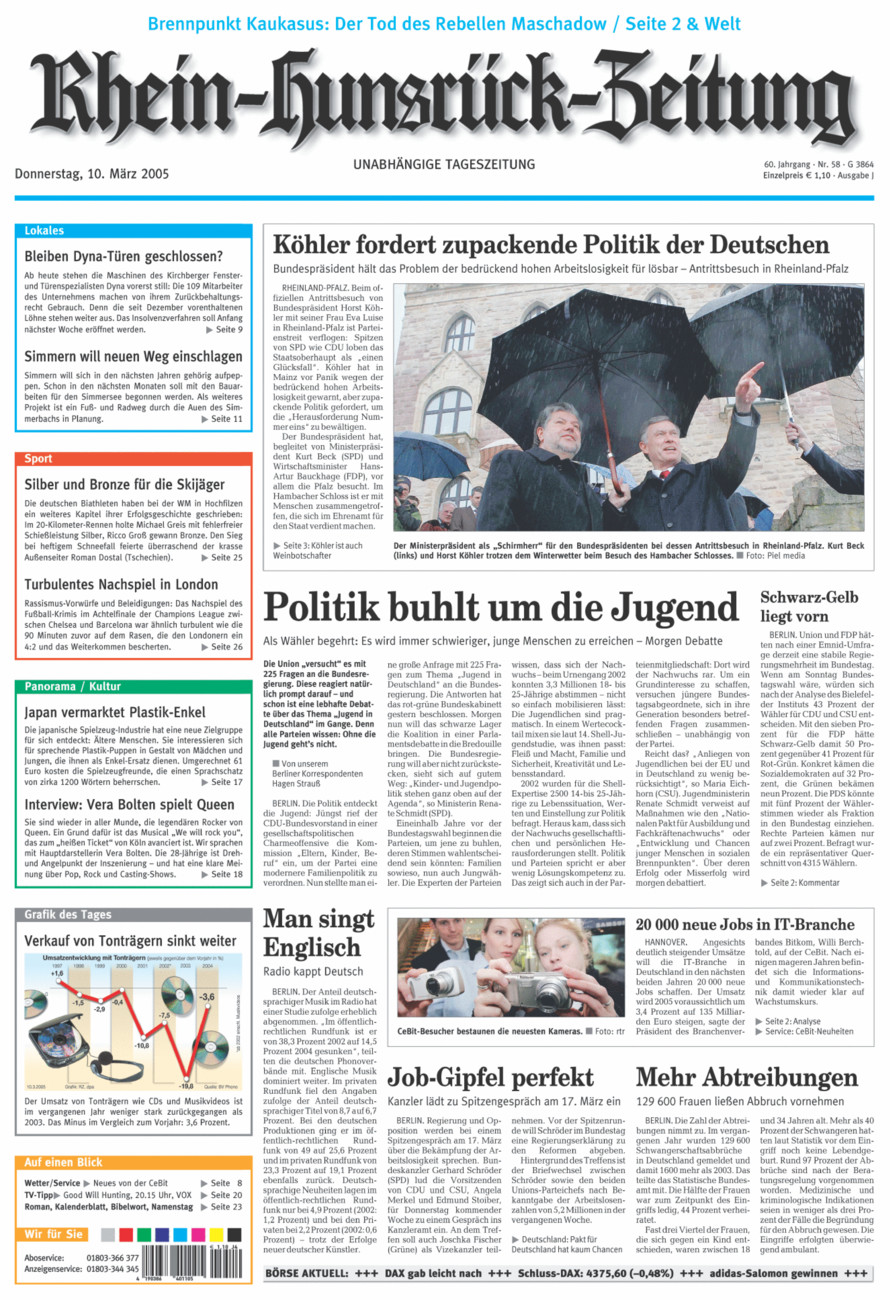 Rhein-Hunsrück-Zeitung vom Donnerstag, 10.03.2005
