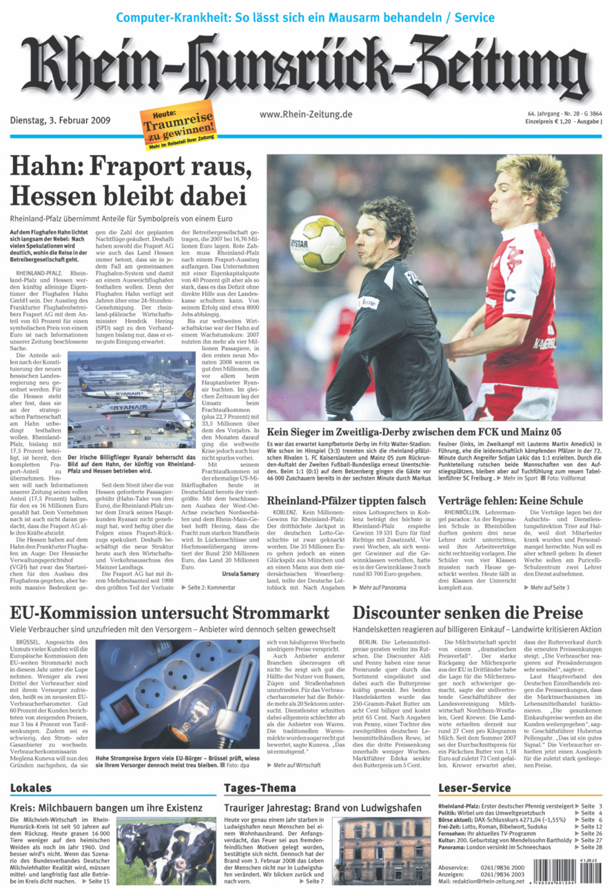 Rhein-Hunsrück-Zeitung vom Dienstag, 03.02.2009
