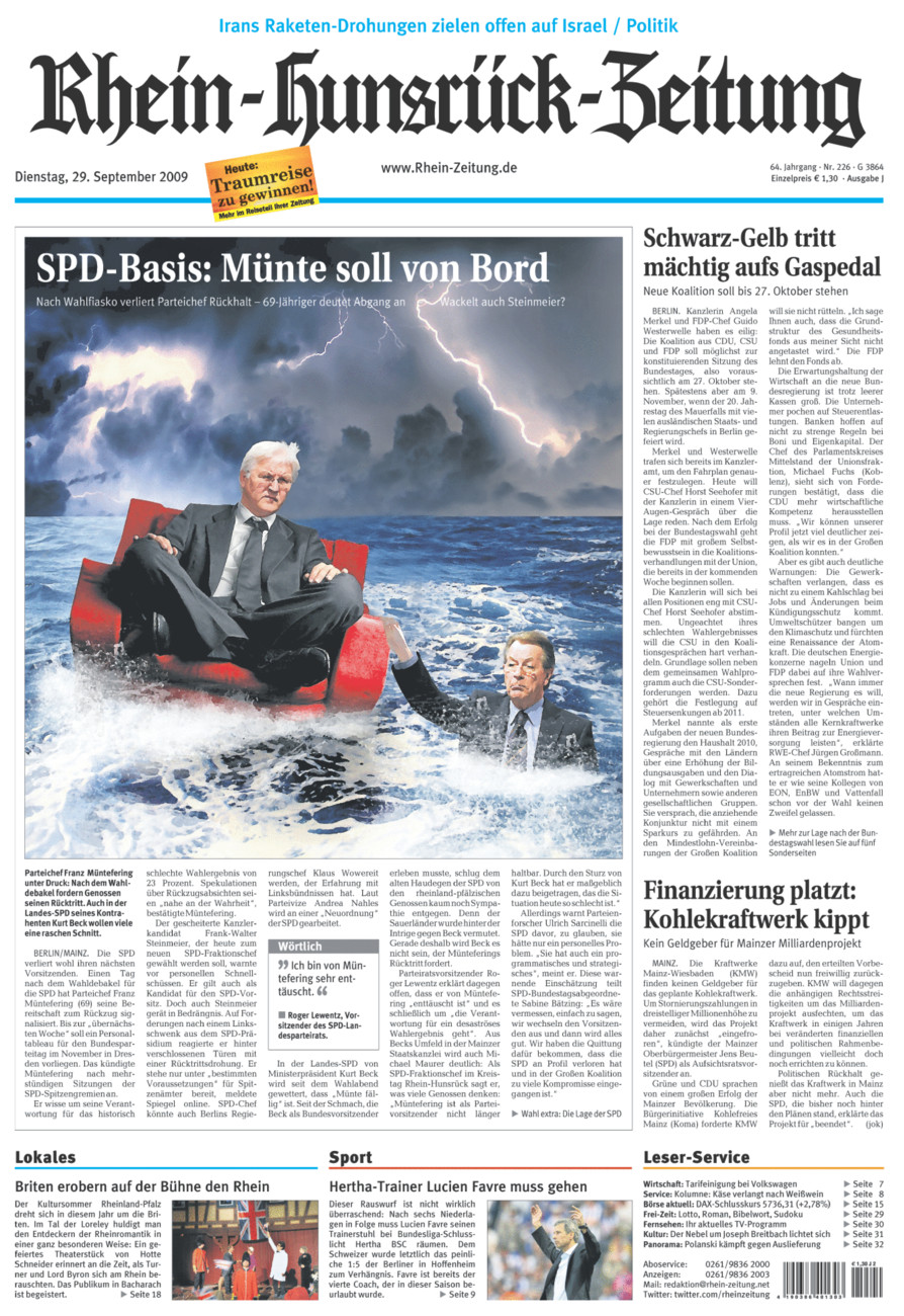 Rhein-Hunsrück-Zeitung vom Dienstag, 29.09.2009