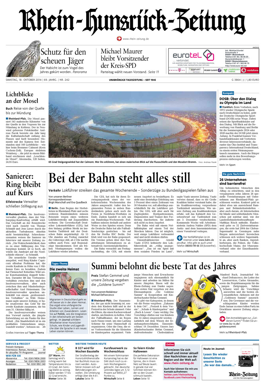 Rhein-Hunsrück-Zeitung vom Samstag, 18.10.2014