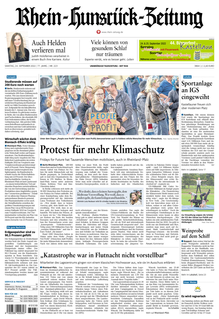 Rhein-Hunsrück-Zeitung vom Samstag, 24.09.2022