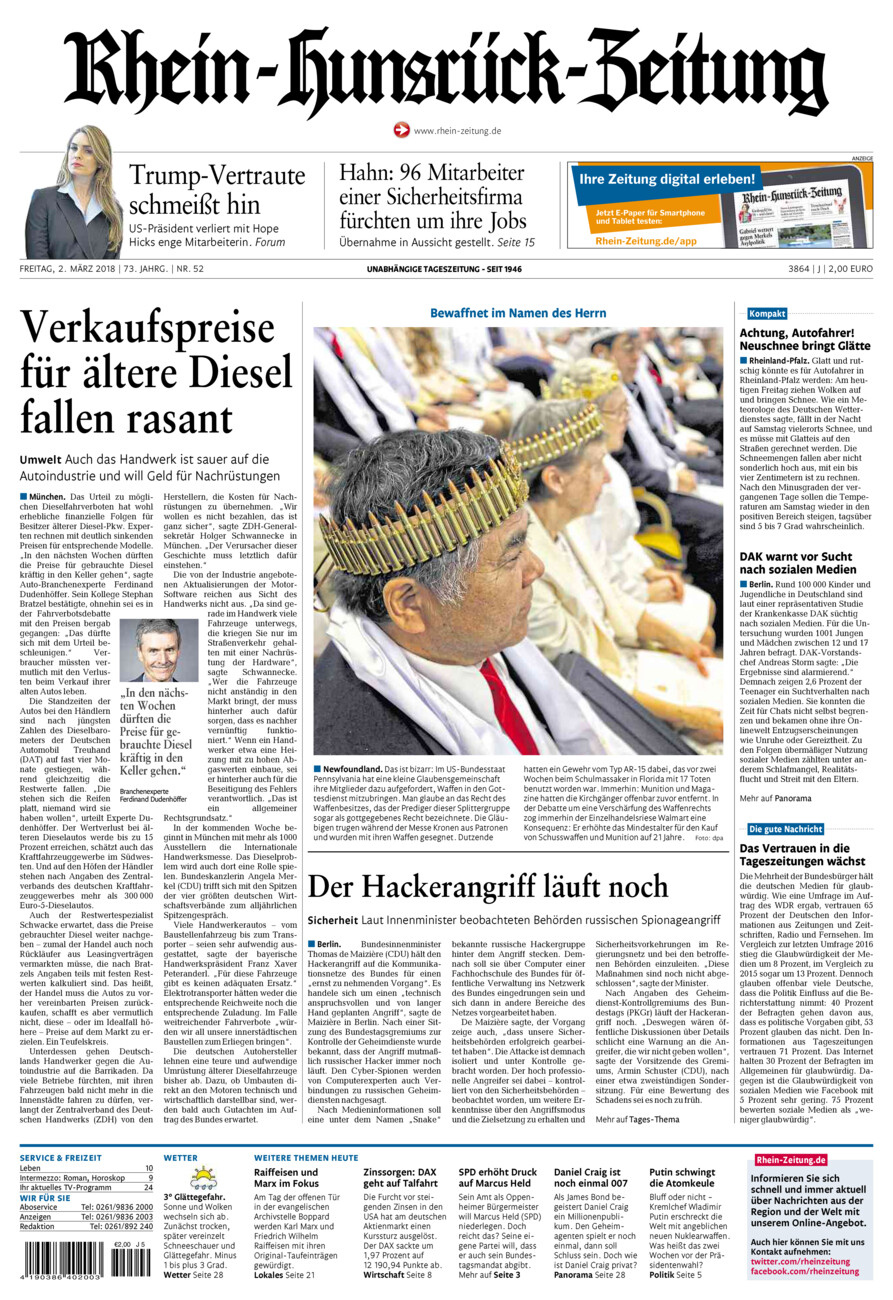 Rhein-Hunsrück-Zeitung vom Freitag, 02.03.2018