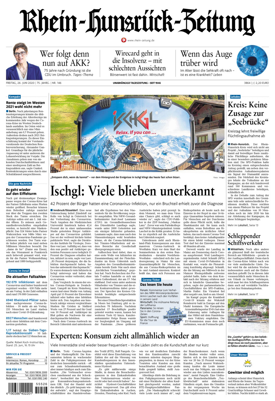Rhein-Hunsrück-Zeitung vom Freitag, 26.06.2020