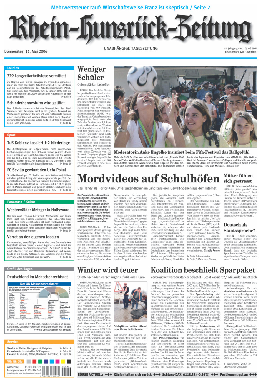 Rhein-Hunsrück-Zeitung vom Donnerstag, 11.05.2006