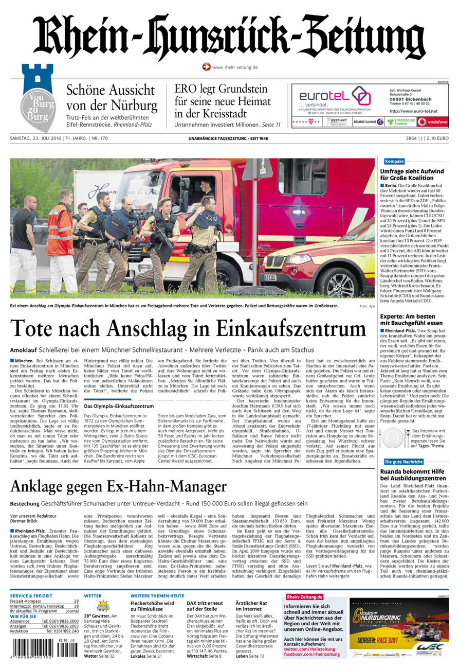Rhein-Hunsrück-Zeitung vom Samstag, 23.07.2016