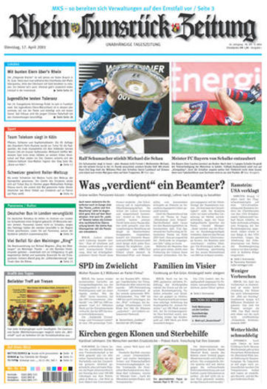 Rhein-Hunsrück-Zeitung vom Dienstag, 17.04.2001