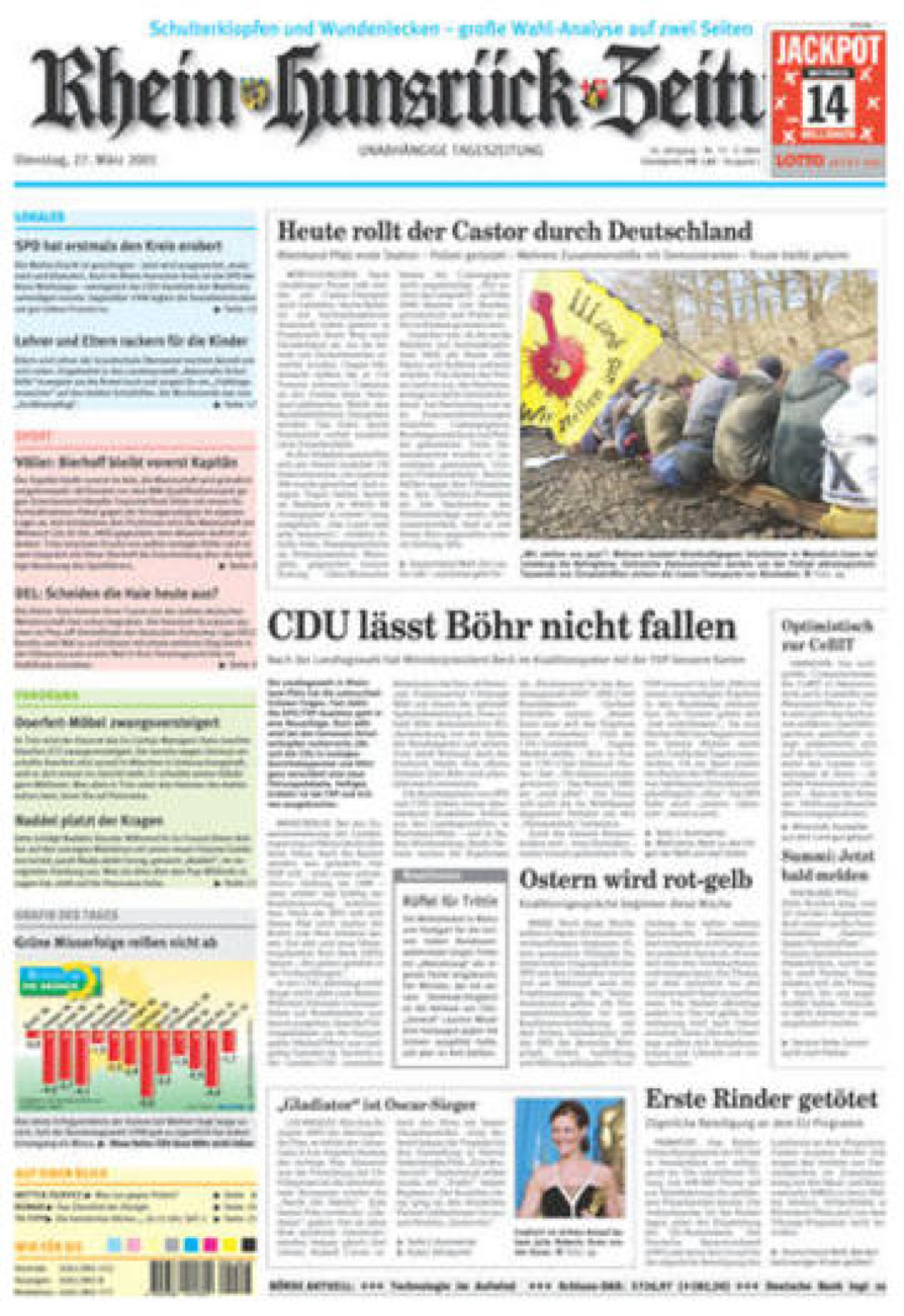 Rhein-Hunsrück-Zeitung vom Dienstag, 27.03.2001