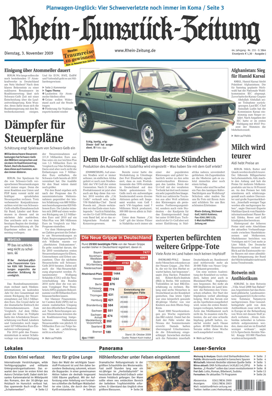 Rhein-Hunsrück-Zeitung vom Dienstag, 03.11.2009