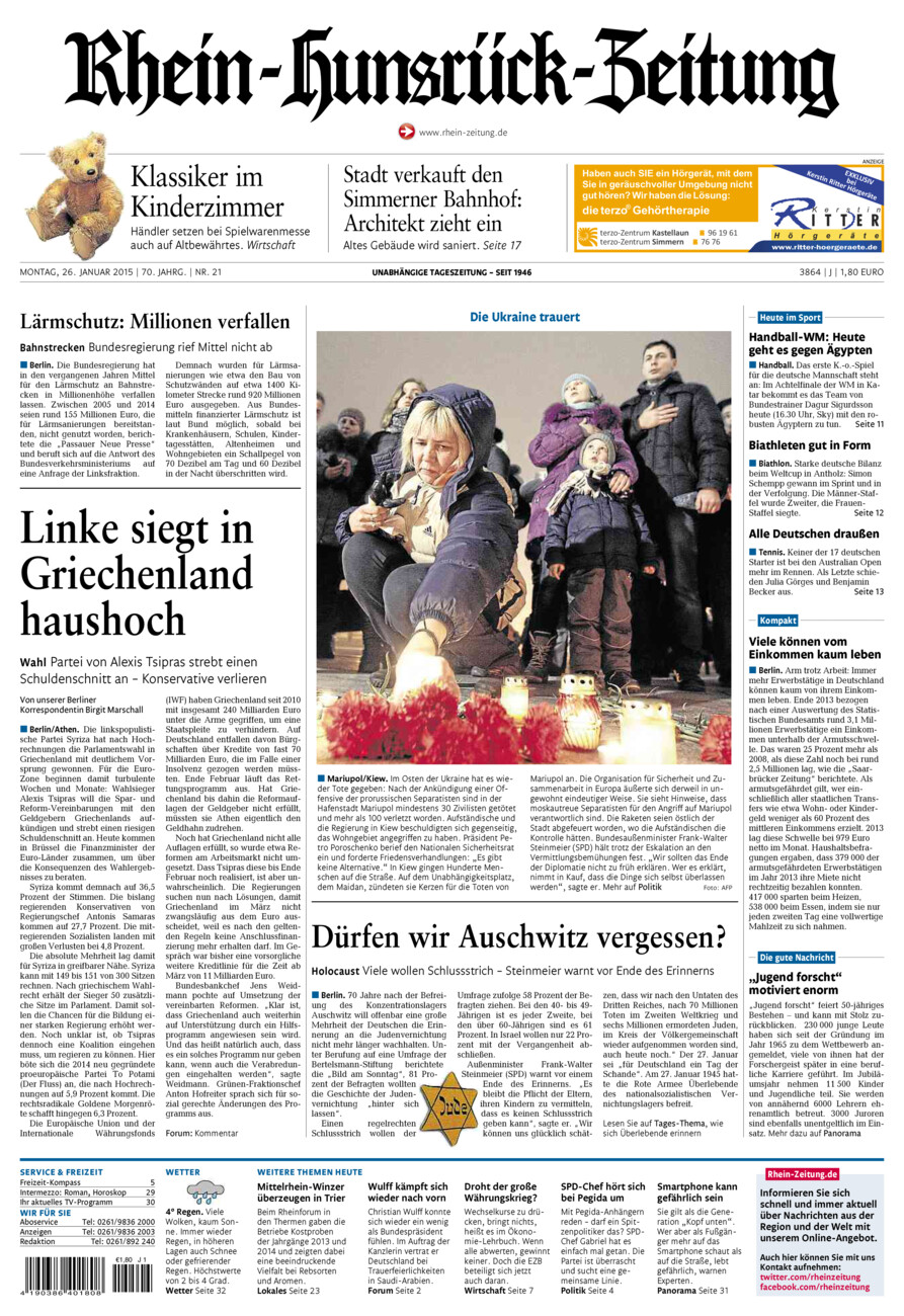 Rhein-Hunsrück-Zeitung vom Montag, 26.01.2015