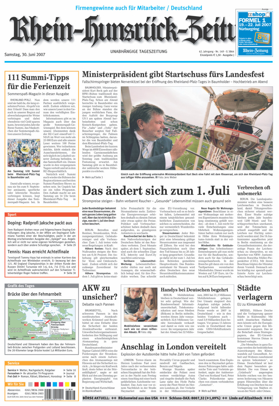 Rhein-Hunsrück-Zeitung vom Samstag, 30.06.2007