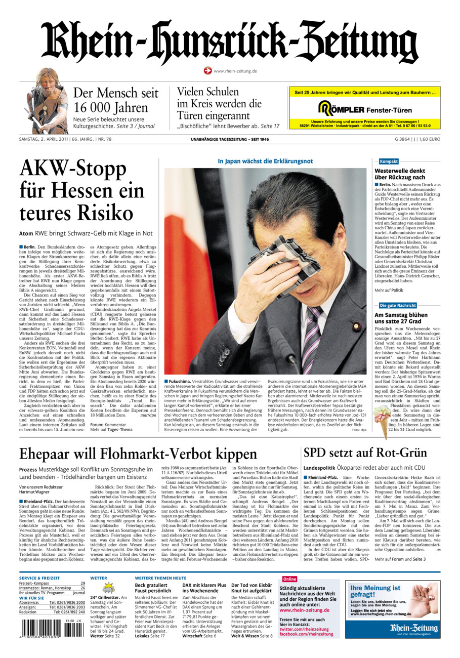 Rhein-Hunsrück-Zeitung vom Samstag, 02.04.2011