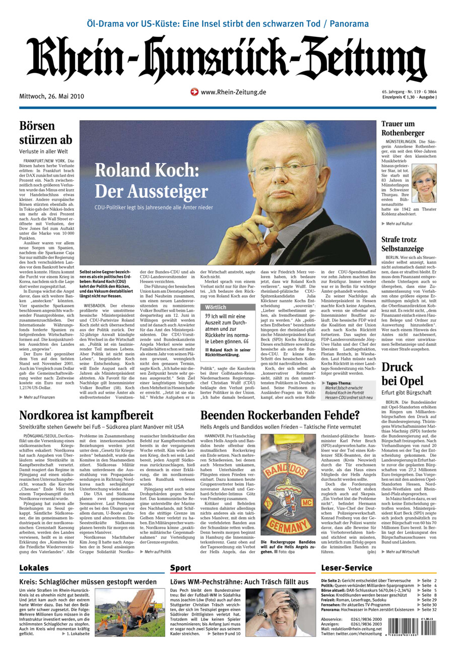 Rhein-Hunsrück-Zeitung vom Mittwoch, 26.05.2010