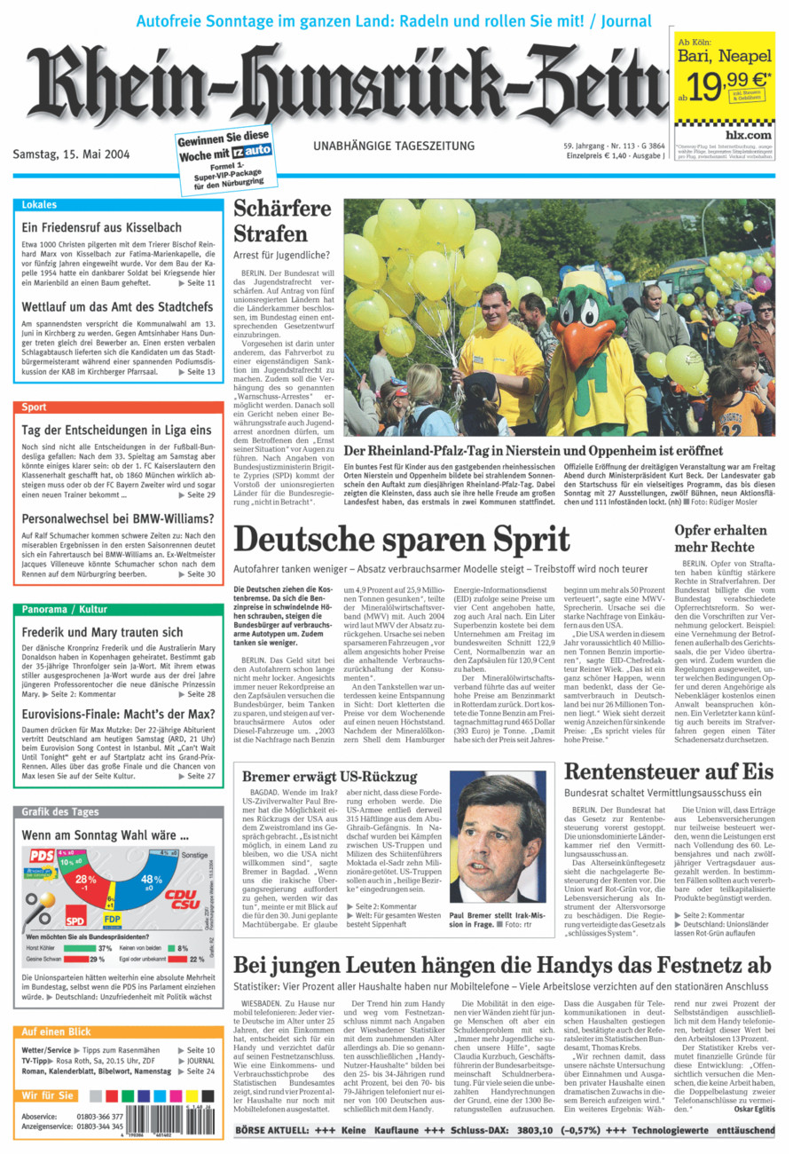 Rhein-Hunsrück-Zeitung vom Samstag, 15.05.2004