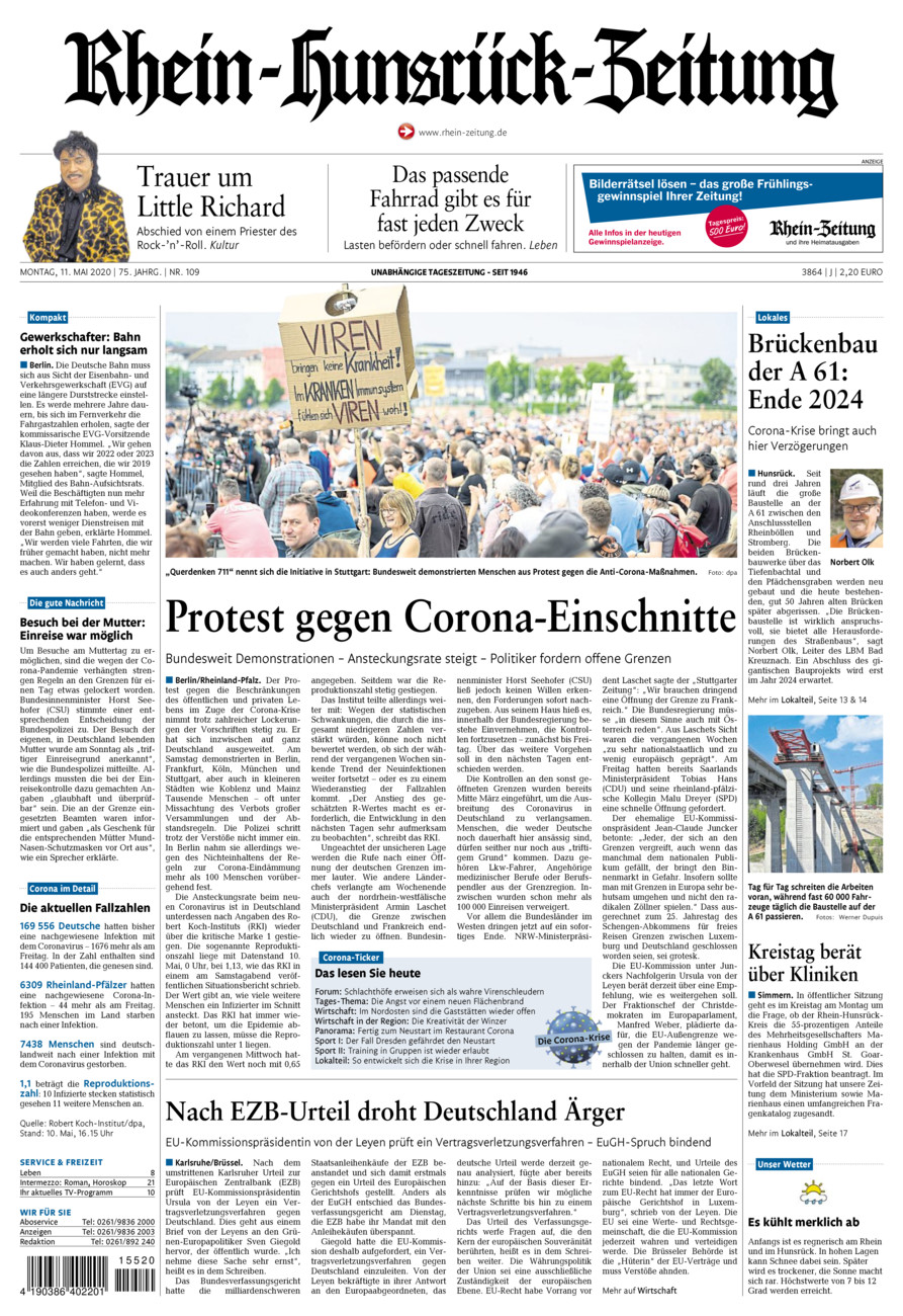 Rhein-Hunsrück-Zeitung vom Montag, 11.05.2020