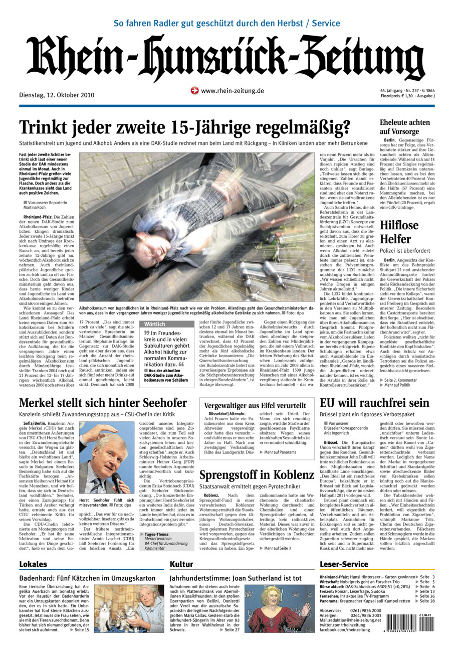 Rhein-Hunsrück-Zeitung vom Dienstag, 12.10.2010