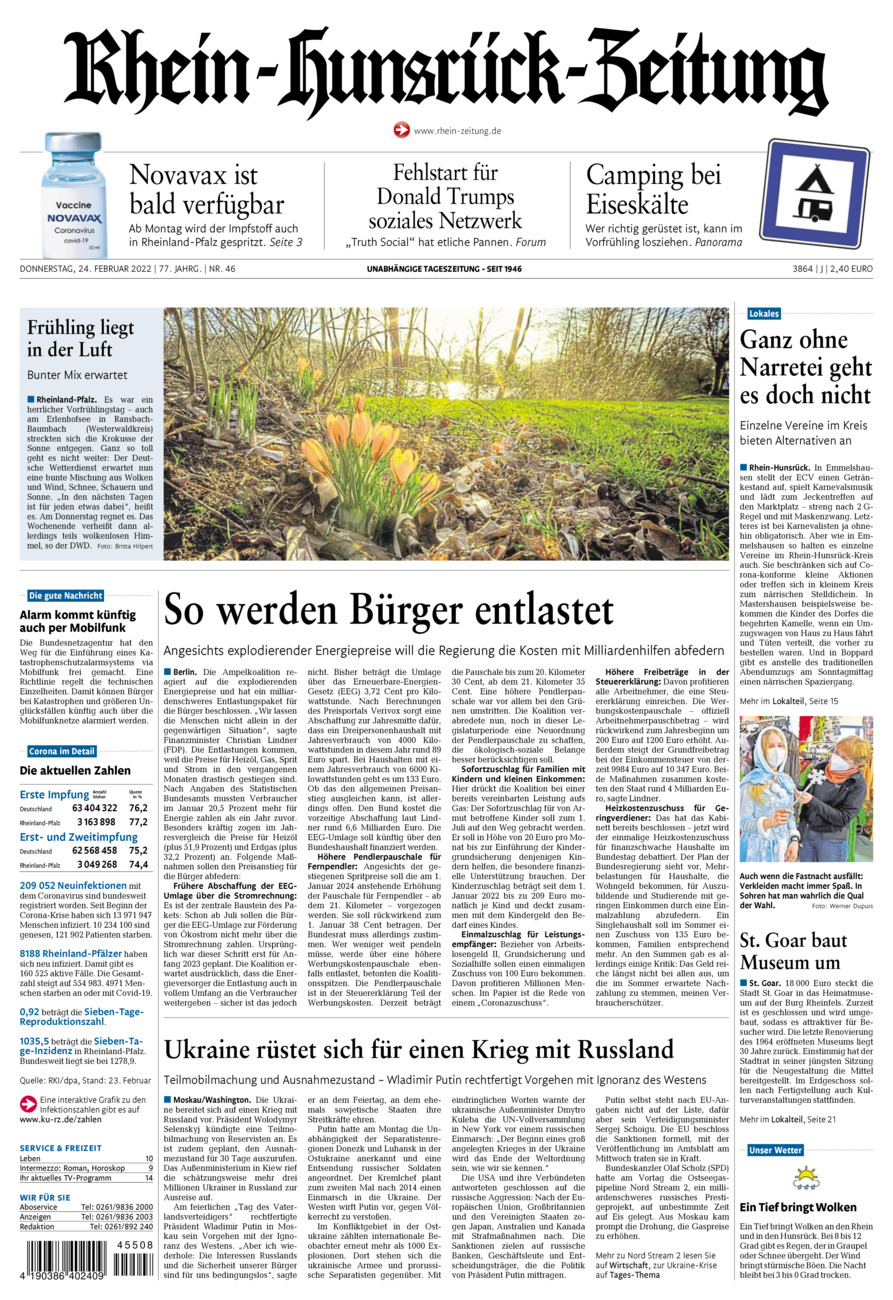 Rhein-Hunsrück-Zeitung vom Donnerstag, 24.02.2022