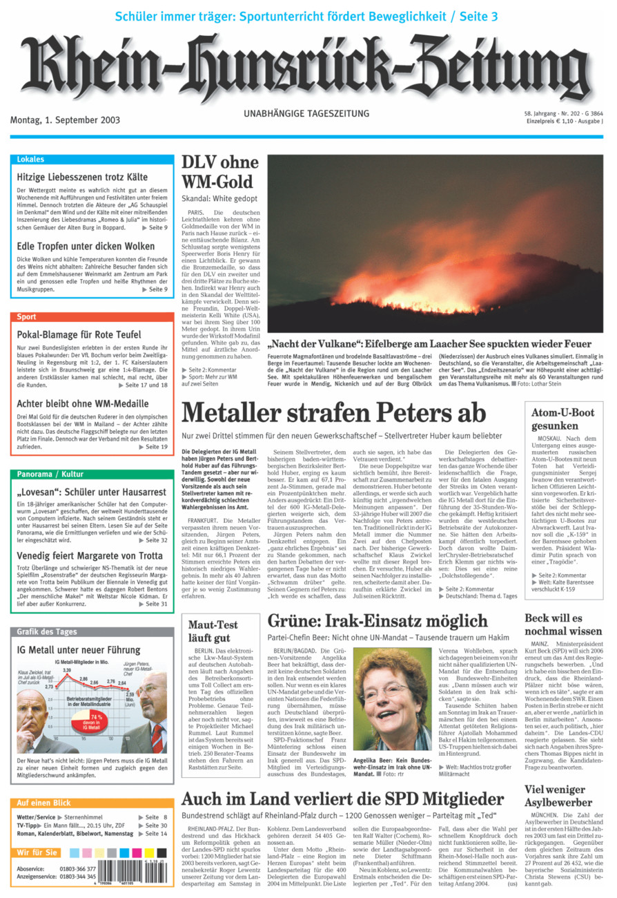Rhein-Hunsrück-Zeitung vom Montag, 01.09.2003