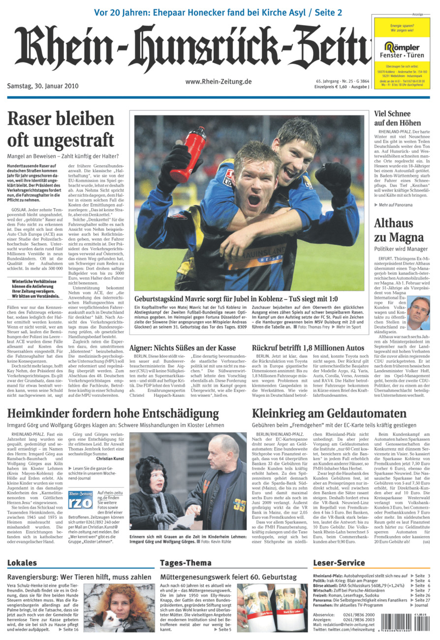 Rhein-Hunsrück-Zeitung vom Samstag, 30.01.2010