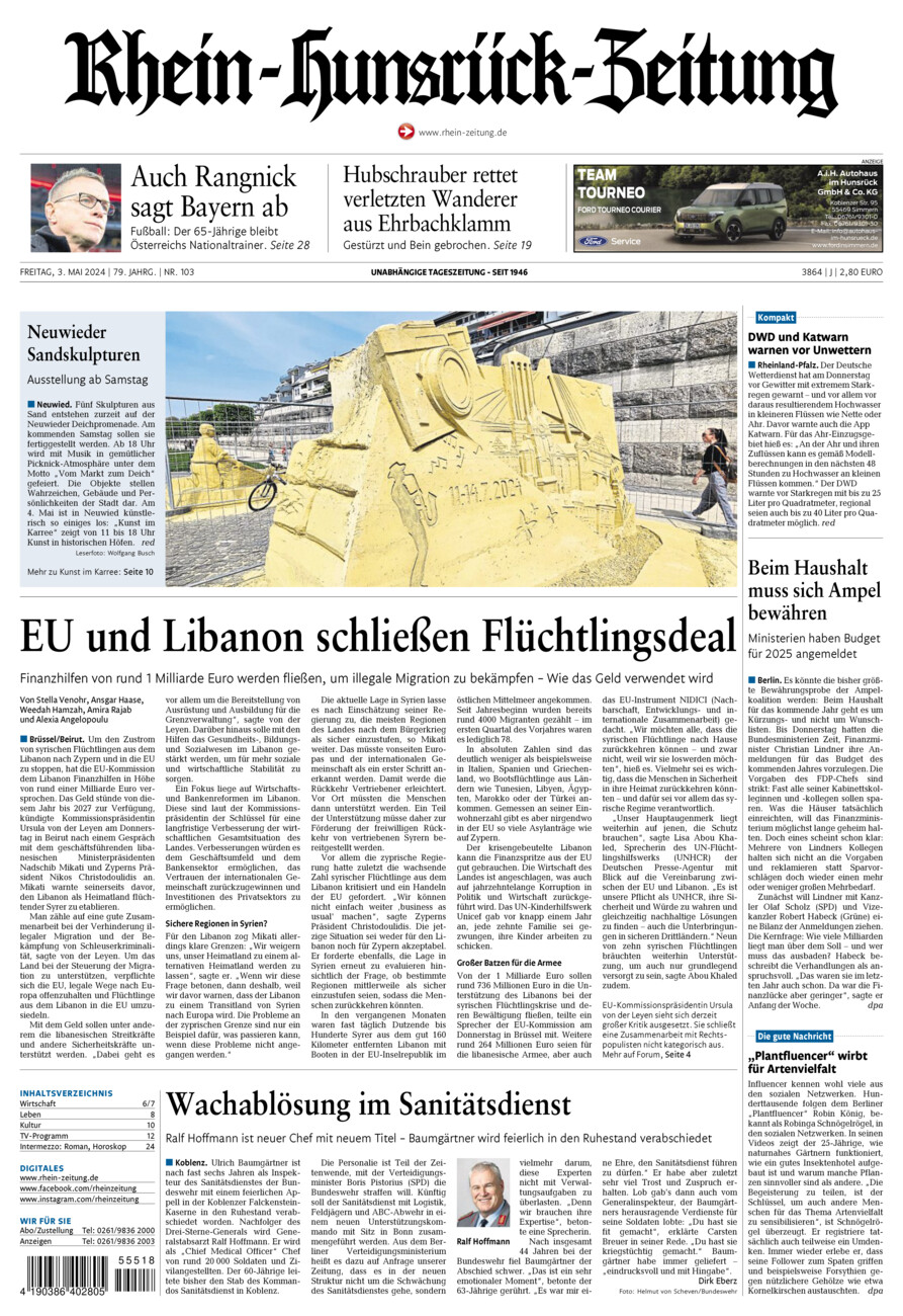 Rhein-Hunsrück-Zeitung vom Freitag, 03.05.2024
