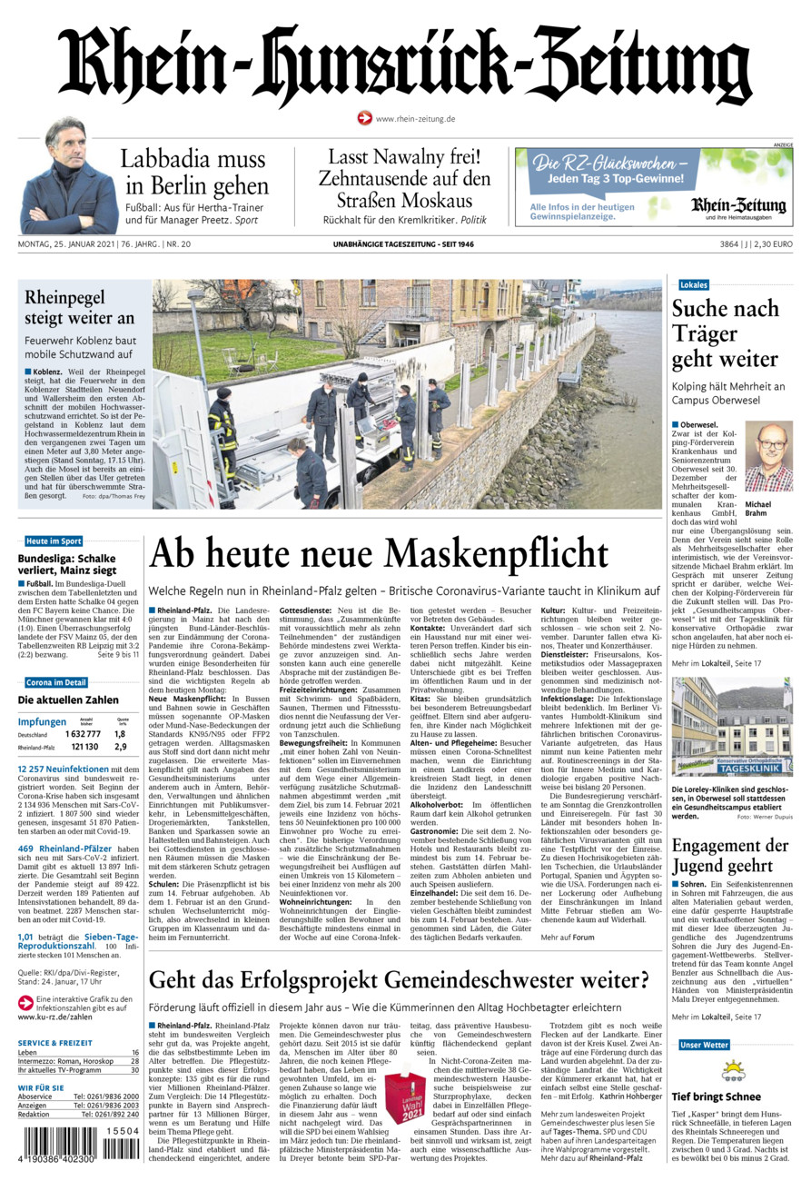 Rhein-Hunsrück-Zeitung vom Montag, 25.01.2021