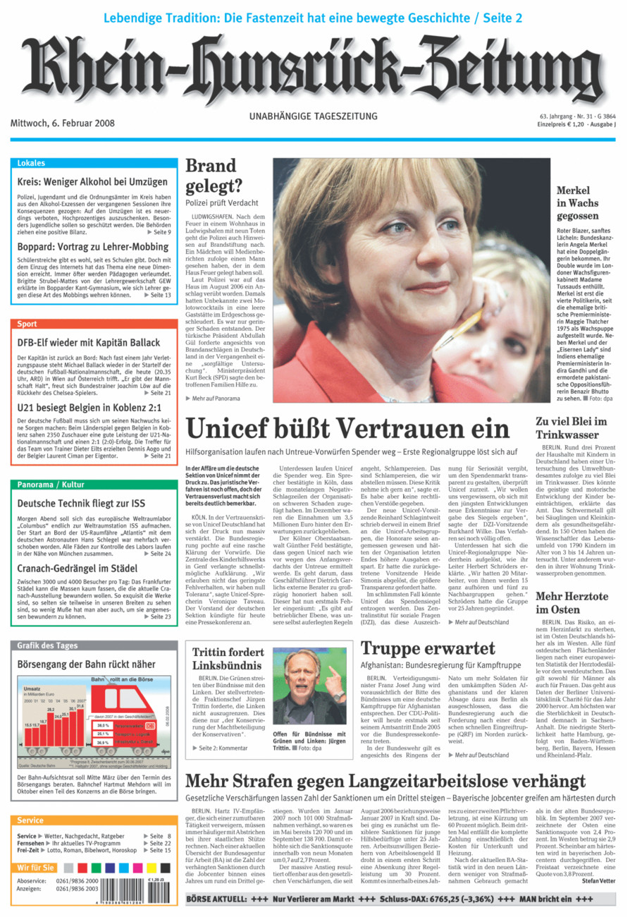 Rhein-Hunsrück-Zeitung vom Mittwoch, 06.02.2008