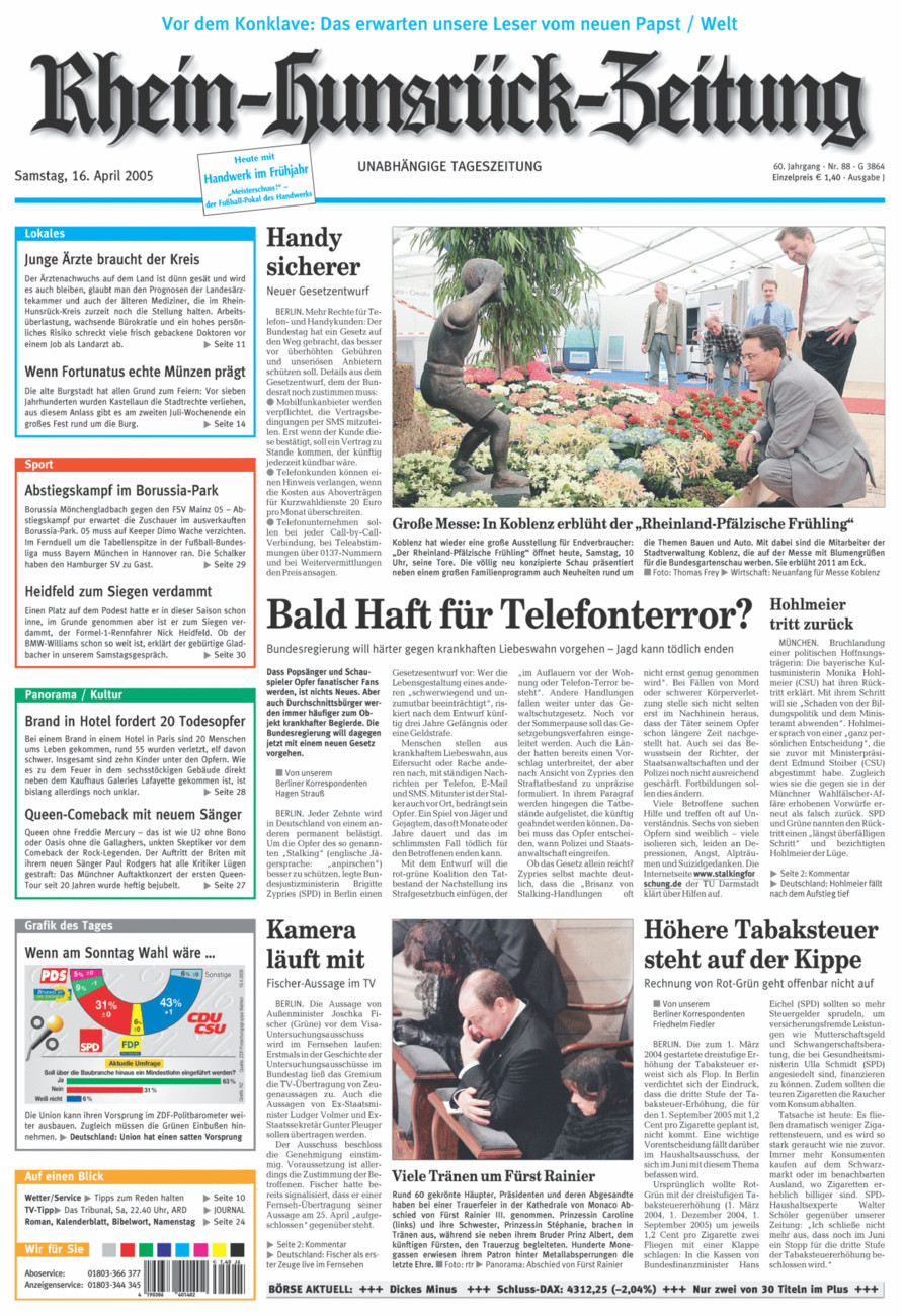 Rhein-Hunsrück-Zeitung vom Samstag, 16.04.2005