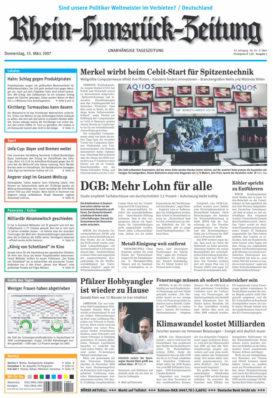Rhein-Hunsrück-Zeitung vom Donnerstag, 15.03.2007