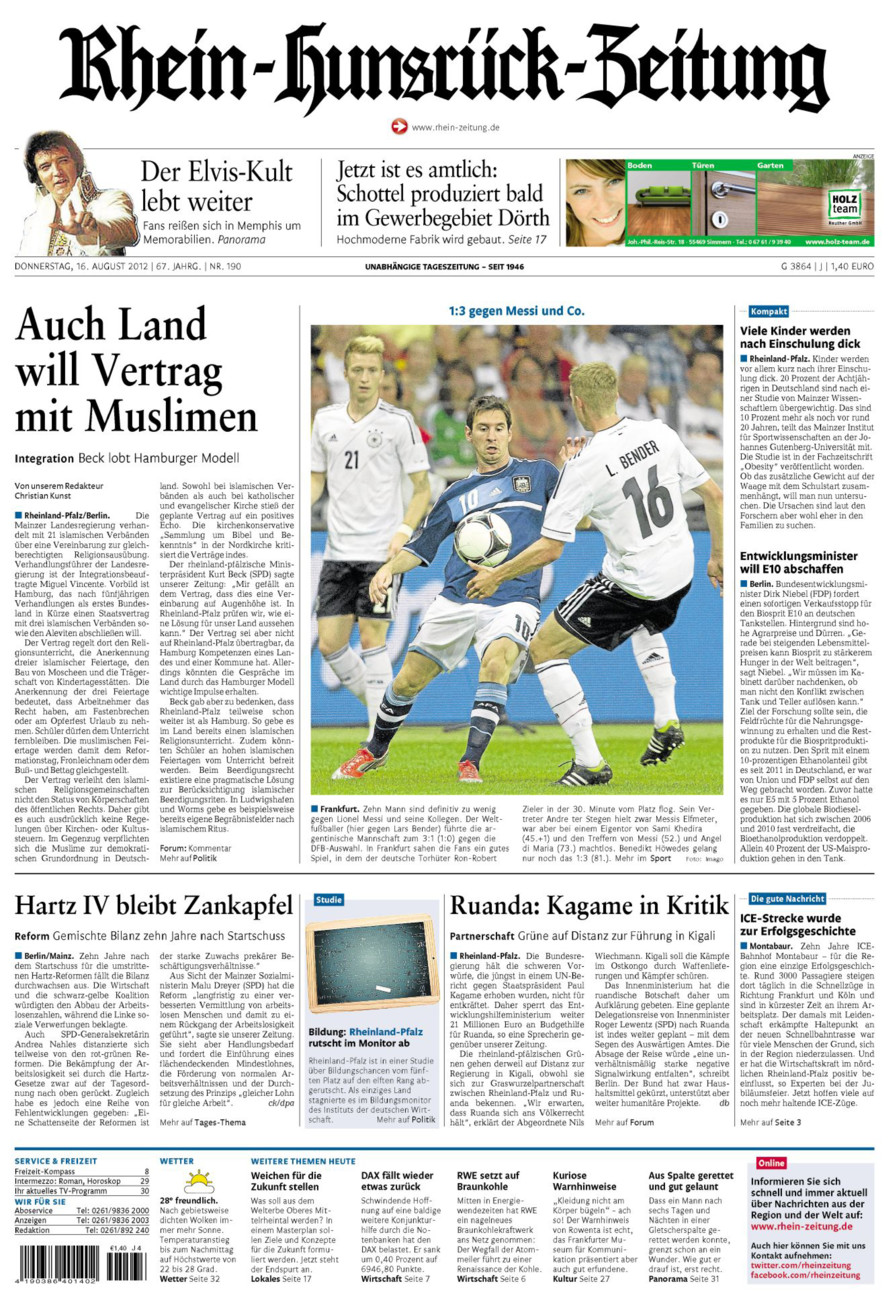 Rhein-Hunsrück-Zeitung vom Donnerstag, 16.08.2012